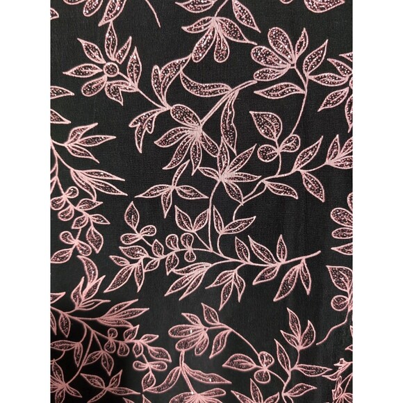 Connected Apparel Black Metallic Pink Sparkle Liquid Knit Top Size XL Festive - Picture 12 of 13